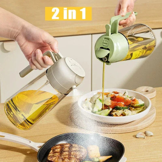 2-in-1 Oil Sprayer Bottle for Kitchen | Oil Dispenser Spray Bottle for Cooking, BBQ & Salad